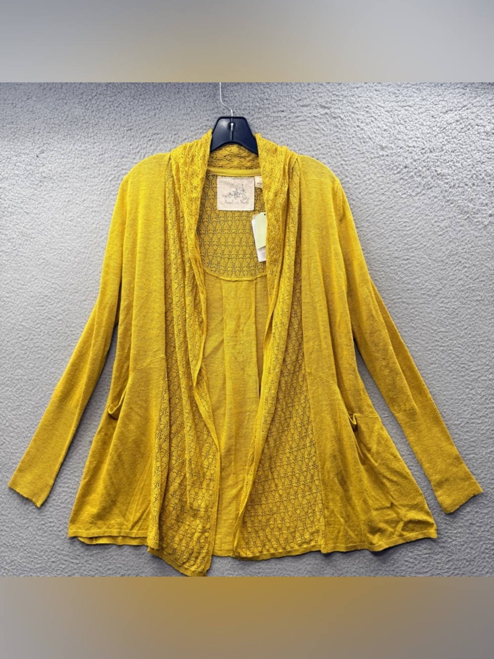 Anthropologie Angel of the North Open Front Pointelle Cardigan Yellow Women’s S